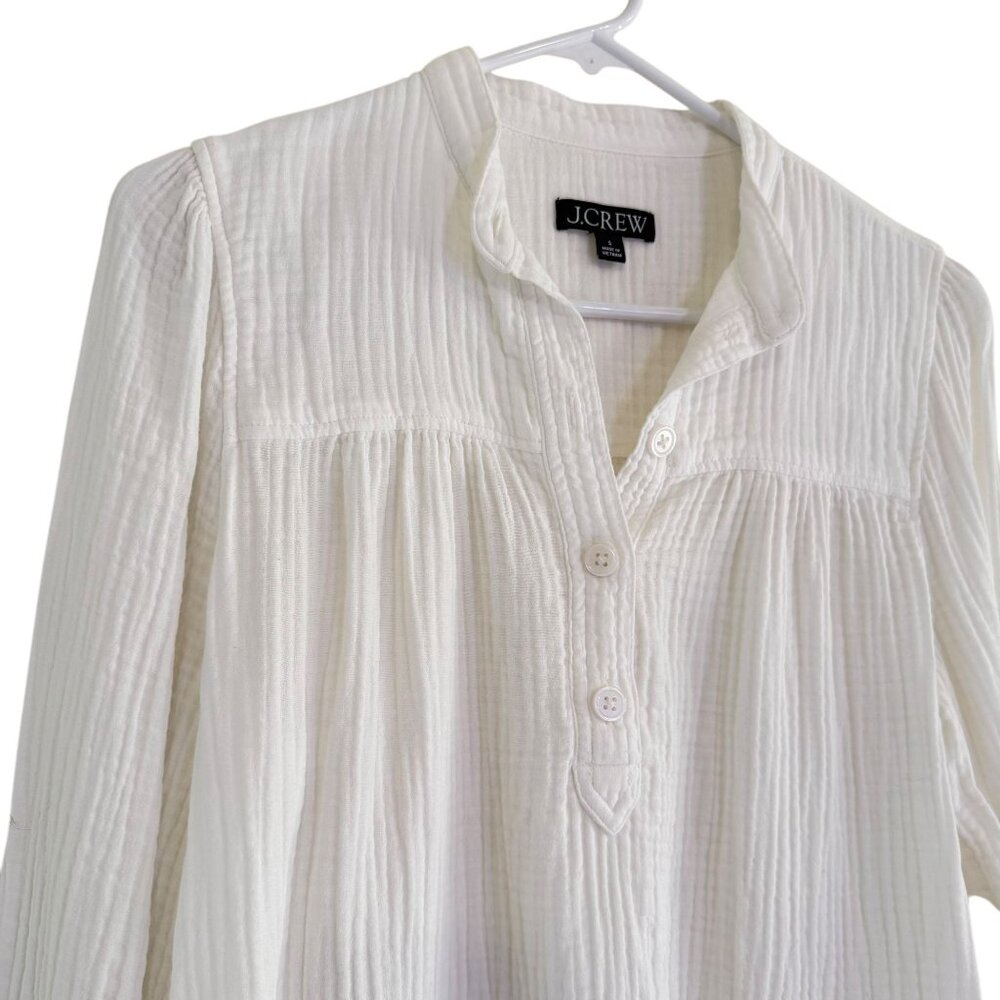 J. Crew Women's White Fresco Soft Gauze Long Sleeve Size S - Picture 3 of 11